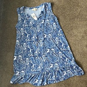 NWT Women Plus 2X Blue Polyester Paisley Michael Kors Easter Spring Summer Dress